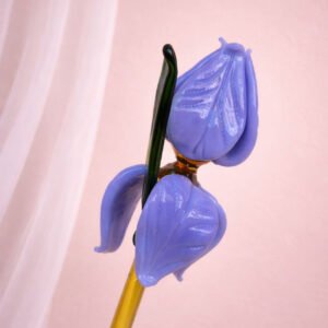 Quiet Azure Bloom - Glass Rose (10”)